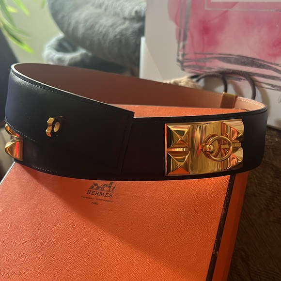 Hermes black leather and gold hardware belt this belt is a serious BEAUTY! 🤩 - Picture 8 of 8